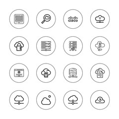 Collection of 16 outline hosting icons