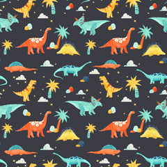 Watercolor dinosaur baby pattern