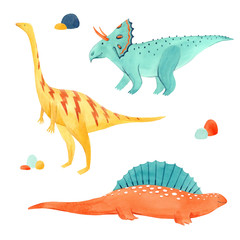 Watercolor dinosaur illustrtion