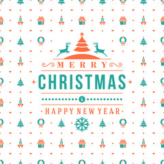 Obraz premium Merry Christmas and Happy New Year. Retro design on seamless background. Vector background for wrapping paper or greeting card