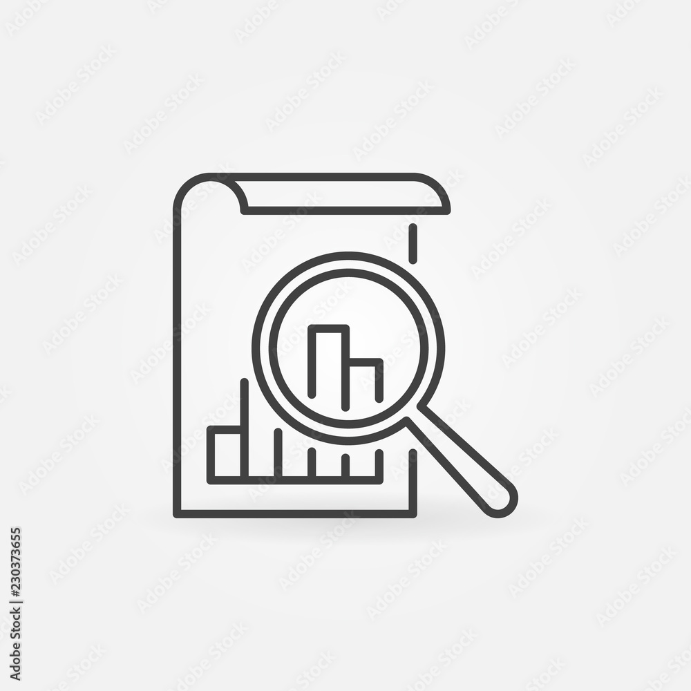 Aufkleber document with magnifying glass vector icon in line style
