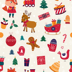 Seamless pattern with decorative illustration on a Christmas theme