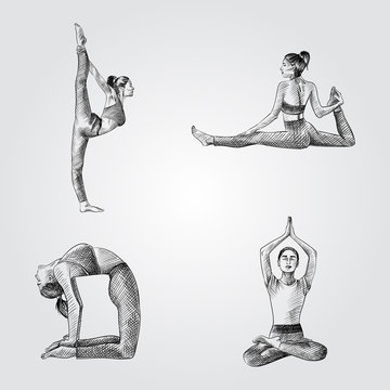 Free Vector | Hand drawn yoga poses set
