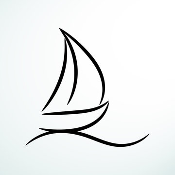 Contour sailing symbol, isolated vector