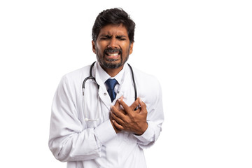 Fototapeta premium Indian doctor having cardiac attack.