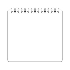 Vector blank opened spiral vertical notebook page. Square notebook page.