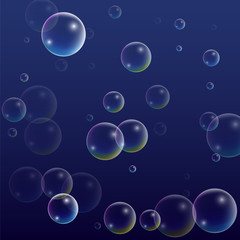 ubble with Hologram Reflection. Set of Realistic Water or Soap Bubbles for Your Design.