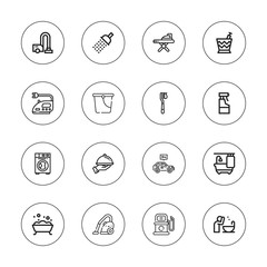 Collection of 16 outline wash icons