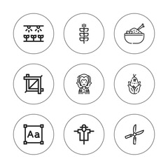 Collection of 9 outline crop icons