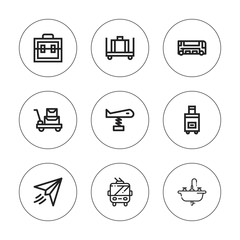 Collection of 9 outline airport icons
