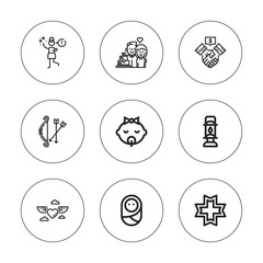 Collection of 9 outline greeting icons