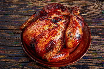 roasted chicken with golden brown crispy skin © myviewpoint