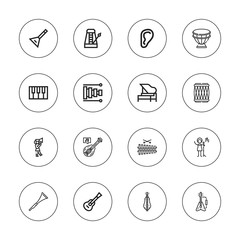 Collection of 16 outline acoustic icons