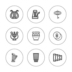 Collection of 9 outline harp icons