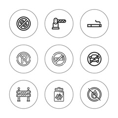 Collection of 9 outline forbidden icons