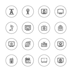 Collection of 16 outline channel icons