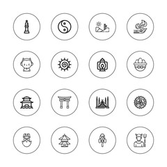 Collection of 16 outline religion icons