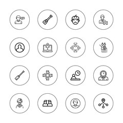 Collection of 16 outline teamwork icons