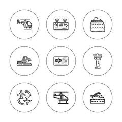 Collection of 9 outline departure icons