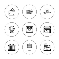 Collection of 9 outline coin icons
