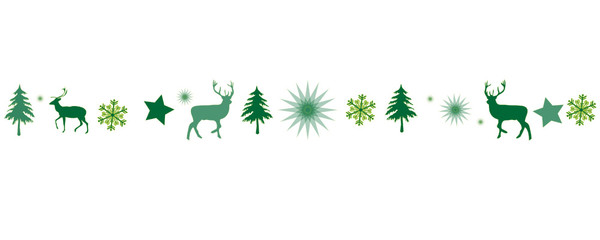 grüner Banner Band mit Weihnachtsmotiven als Hintergrund