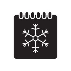 Vector winter season calendar icon. Calendar with snowflake icon