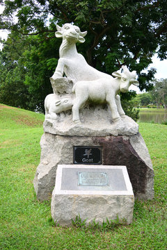 sculpture representing the zodiacal sign of the goat in Chinese calendar