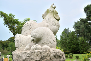 sculpture representing the zodiacal sign of the rooster in Chinese calendar