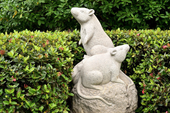 sculpture representing the zodiacal sign of the rat in Chinese calendar