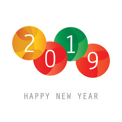 Simple Colorful New Year Card, Cover or Background Design Template - 2019