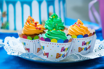 Cupcakes spelling the words 