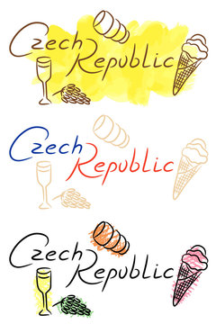 Czech Republic food sketch with watercolor and color pencil grunge vector illustration