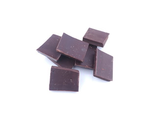pieces of chocolate on a white background