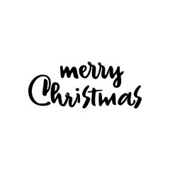 Merry Christmas lettering template. Monochrome greeting card or invitation. Wish you a happy new year . Winter holidays related typographic quote.