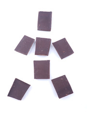 pieces of chocolate on a white background