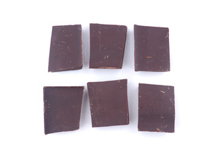 pieces of chocolate on a white background
