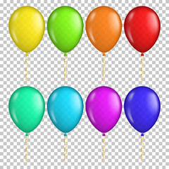 Set of realistic transparent balloons, isolated