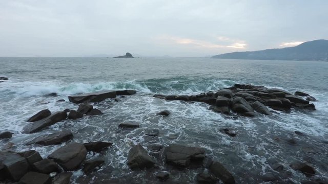 South China Sea, rocks and waves, Hong Kong New Territories