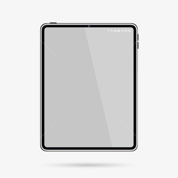 tablet with blank gray screen