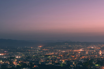 Panorama of the chania city on the sunset. Crete island, Greece 