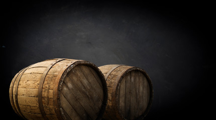 background of barrel and worn old table of wood