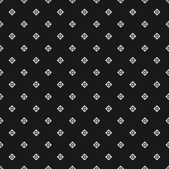 Diamonds seamless pattern with studs. White gem stones on black background