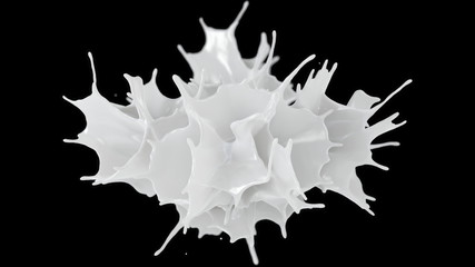 Perfect shape milk splashing on back blackground.