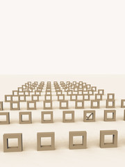 auswahl, abgehakt, viele möglichkeiten zur auswahl