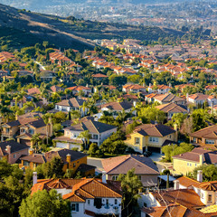 Residential homes on a sunny hill in San Clemente - obrazy, fototapety, plakaty