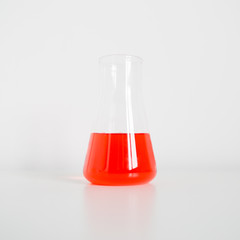 Erlenmeyer flask on white laboratory table