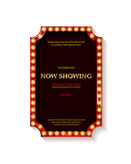 Retro cinema bulb sign shape