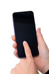 Close up of a woman hand and mobile smartphone