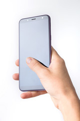 Close up of a woman hand and mobile smartphone