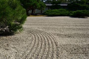 Japanese Zen garden, Kyoto Japan.